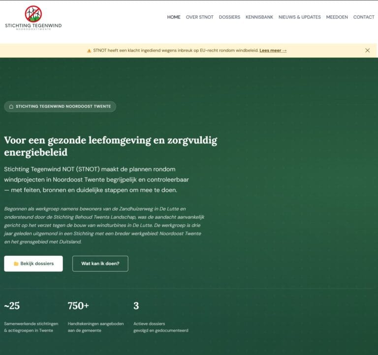 Website Stichting Tegenwind NOT