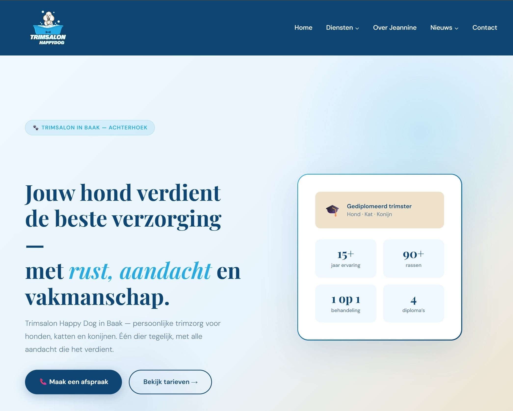 Website Trimsalon Happy Dog — branding en webdesign door Marije Weterings
